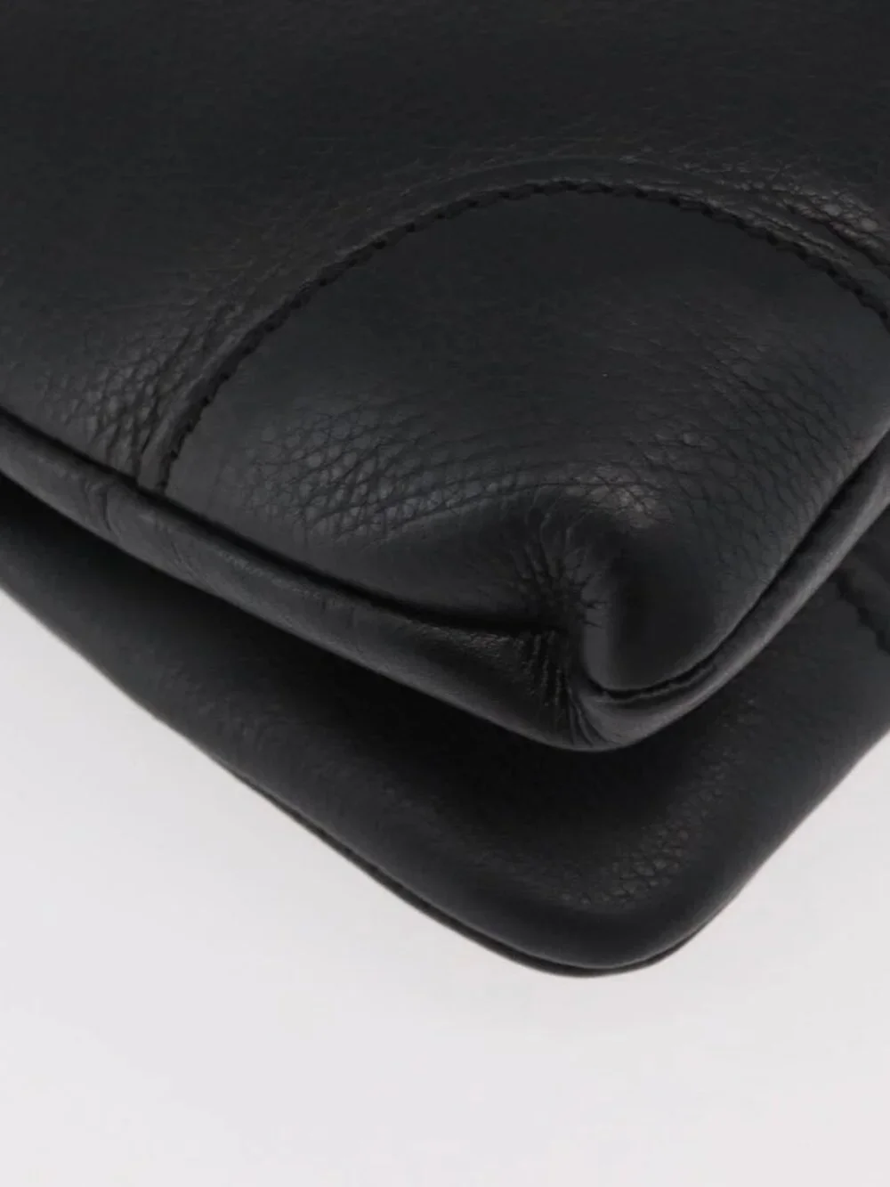 GUCCI Shoulder Bag Leather Black Gold 108964 Auth